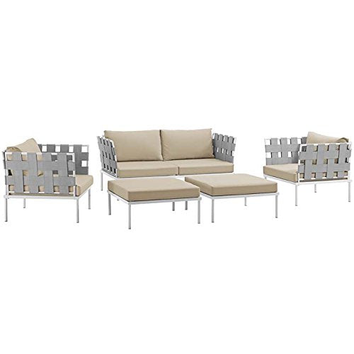 Modway Des 5 Piece Outdoor Patio Aluminum Sectional Sofa Set WL-03205-MW