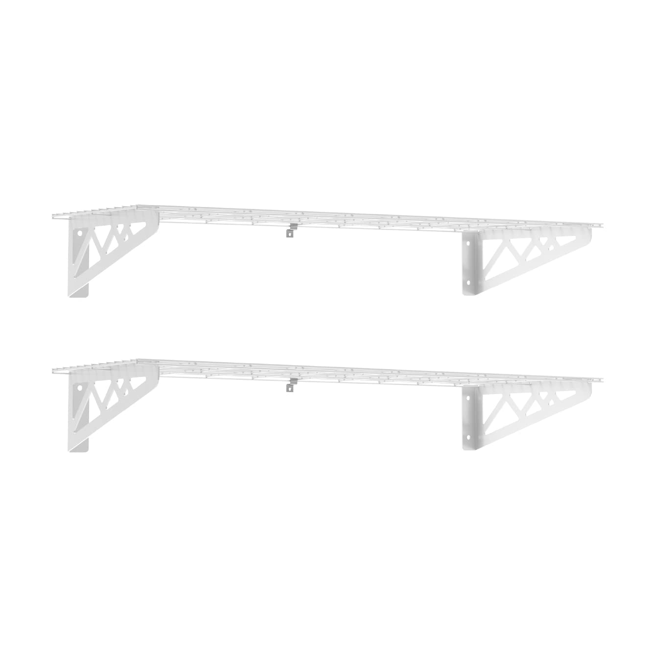 MonsterRax | Garage Wall Shelf Two-Pack White or Hammertone | Three Size Options | Includes Bike Hooks | 300lb Weight Capacity (