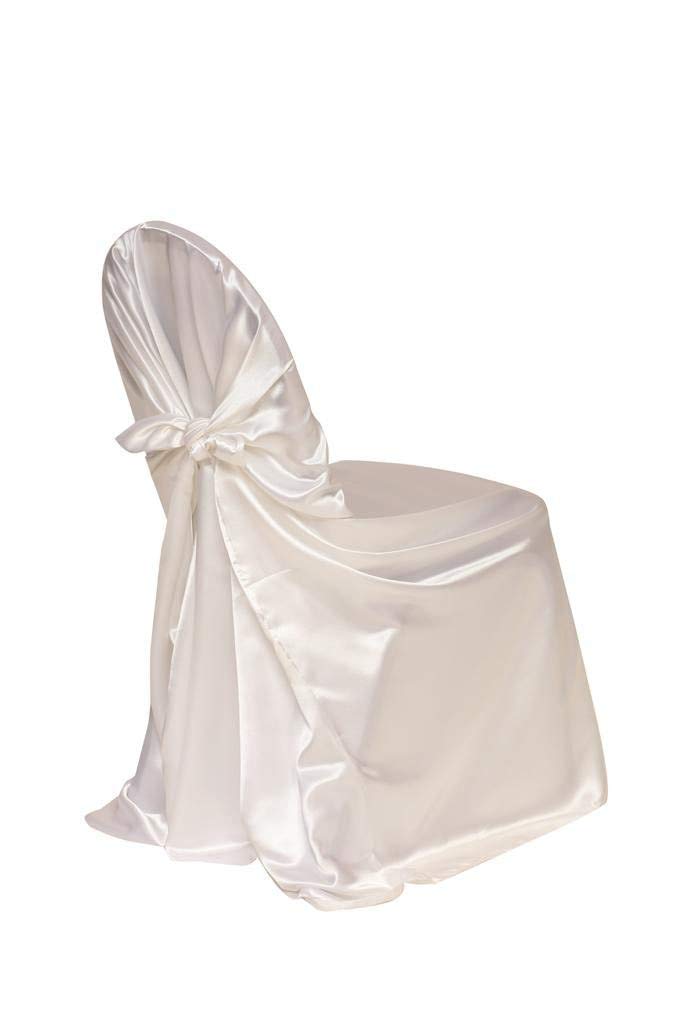 YOUR CHAIR COVERS - Satin Self-Tie Universal Chair Cover White, Pillow Case Slipcovers for Chairs in Weddings and Events