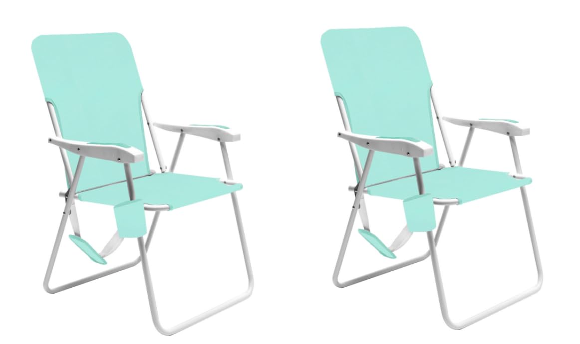 SUNNYFEEL Tall Folding Lawn Beach Chair Lightweight, Portable Sand Chair for Adults Heavy Duty 300 LBS with Cup Holders, Foldabl