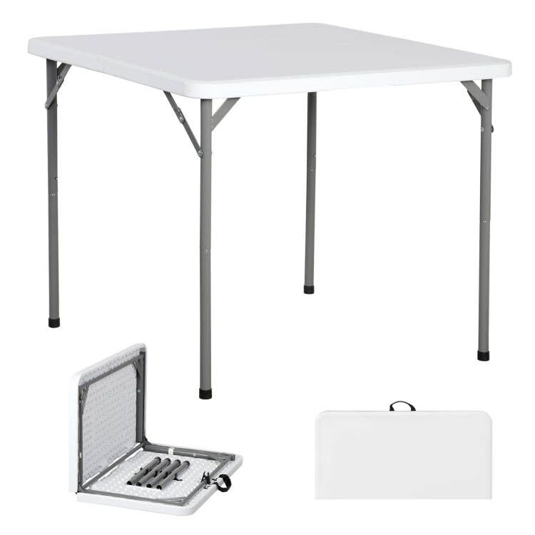 ZENY 34inch Fold in Half Square Table, Portable Plastic Dining Card Table for Kitchen or Outdoor Party Wedding Event, Bi-Folding