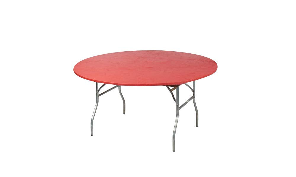 Kwik-Covers 60 Round Fitted Plastic Table Covers, Bundle of 5 (Red)