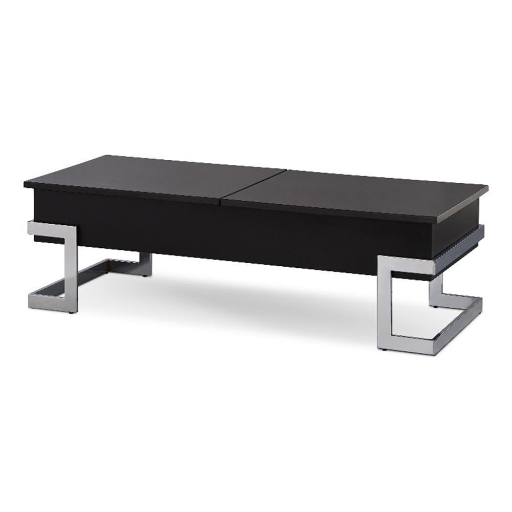 Acme Calnan Rectangular Lift Top Coffee Table in Black and Chrome