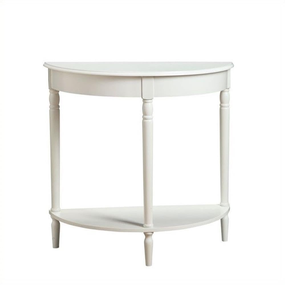 Convenience Concepts French Country Half-Round Entryway Table with Shelf, White