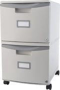 Storex Plastic Two-Drawer File Cabinet - Locking Document Organizer with Casters for Home and Office, Gray, 1-Pack (61310B01C)