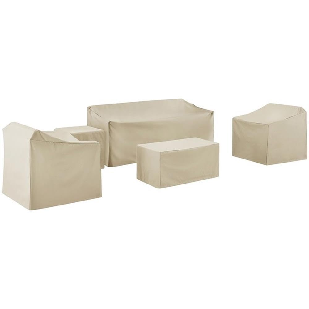 Crosley Furniture Patio Furniture Covers, Waterproof 5-Piece Cover Set for Outdoor Sofa, Chairs, and Tables, Tan