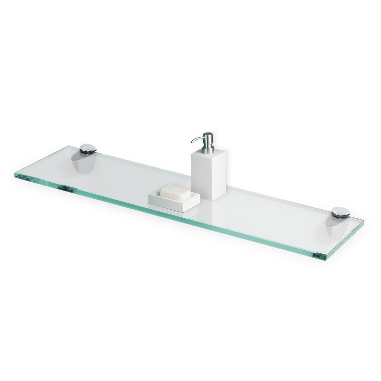 Fab Glass and Mirror 8 X 42 Rectangle Floating Clear Tempered Kit Glass Shelf