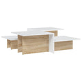 vidaXL Coffee Tables, Set of 2, Sonoma Oak and White Engineered Wood, Contemporary Design for Living Room, Easy Assembly