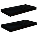 vidaXL Contemporary Floating Wall Shelves Set of 2 - High Gloss Black - 19.7x9.1x1.5 - Honeycomb MDF and Metal Frame - Invisible