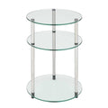 Convenience Concepts Designs2Go Classic Glass 3-Tier Round End Modern Contemporary Side Table with Storage Shelves for Living Ro