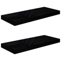 vidaXL Floating Wall Shelves, 2 pcs in High Gloss Black, 23.6x9.3x1.5, Honeycomb MDF with Metal Frame, Invisible Mounting System