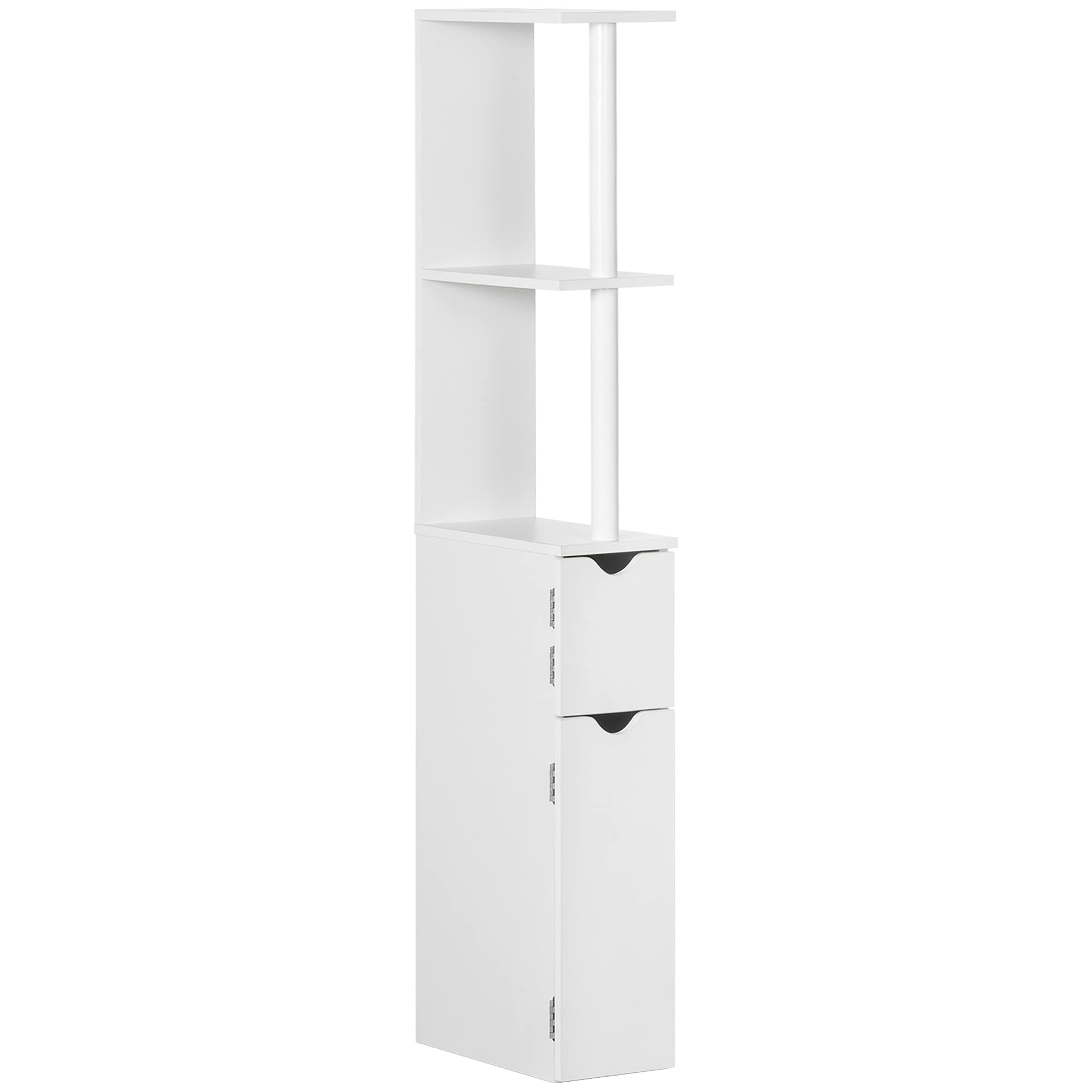kleankin Space-Saving Bathroom Cabinet with 2 Shelves and 2 Cabinets, Wooden Bathroom Column for Living Room, Living Room, 15.5 