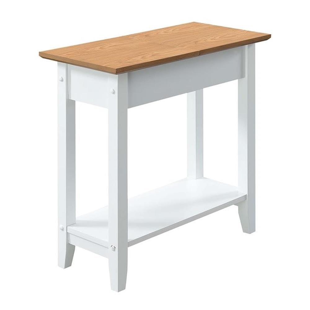 Convenience Concepts American Heritage 23 Narrow Flip Top Side Compartment, Chairside End Table with Storage Shelf for Living Ro