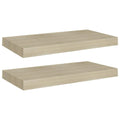 vidaXL Modern Floating Wall Shelves, 2 pcs Set - Invisible Mounting System - Honeycomb MDF with Metal Frame - Oak Finish - Measu