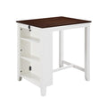 Graham White Finish Small Space Counter Height Dining Table with USB Charging Ports and Shelves