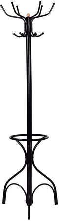 LDAILY Moccha Standing Coat Rack, Metal Frame, Study Portable Free Standing Entryway Hat Coat Jacket Umbrella Holder, Hanger wit