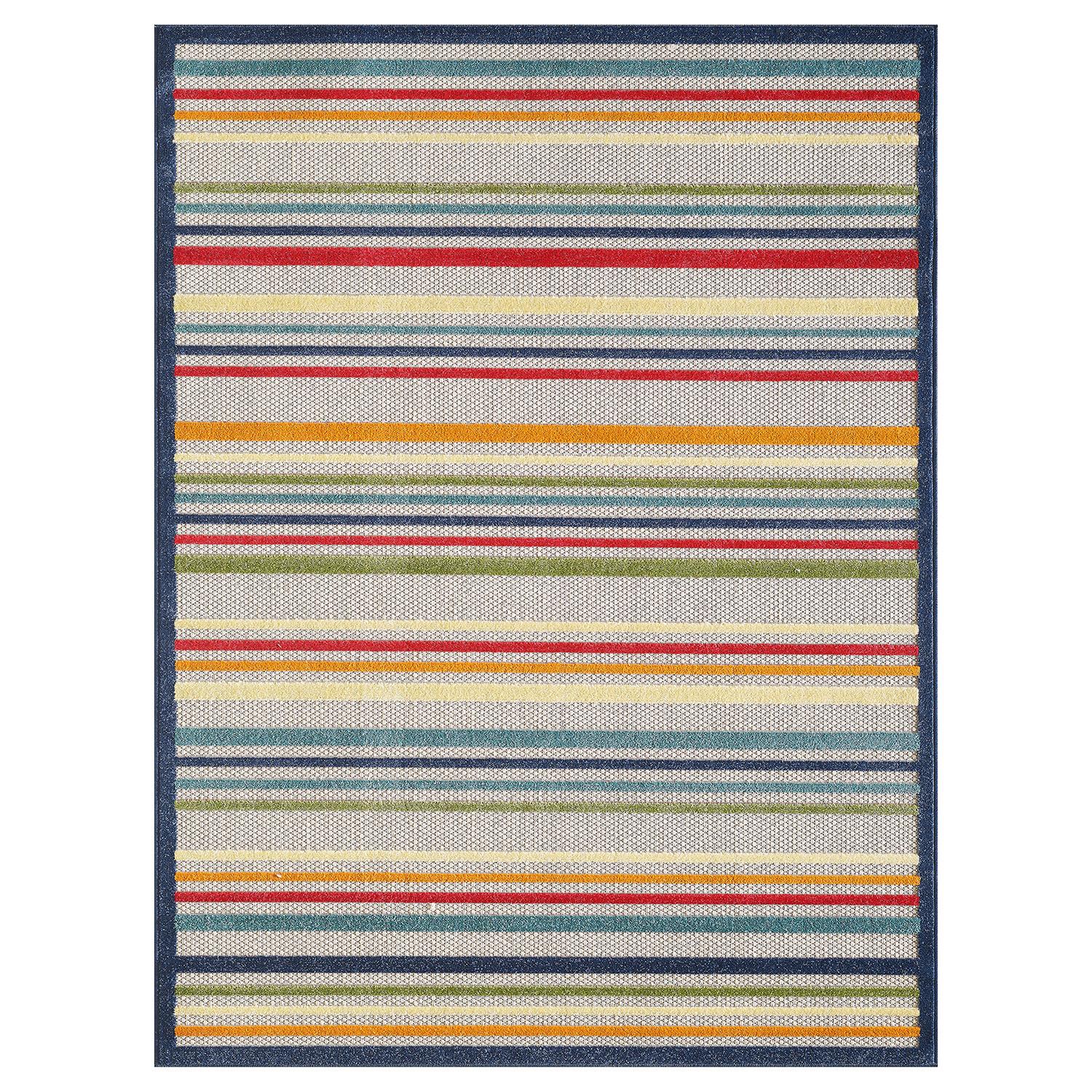 3 x 5 Navy Colorful Striped Indoor Outdoor Area Rug