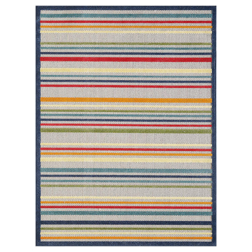 3 x 5 Navy Colorful Striped Indoor Outdoor Area Rug