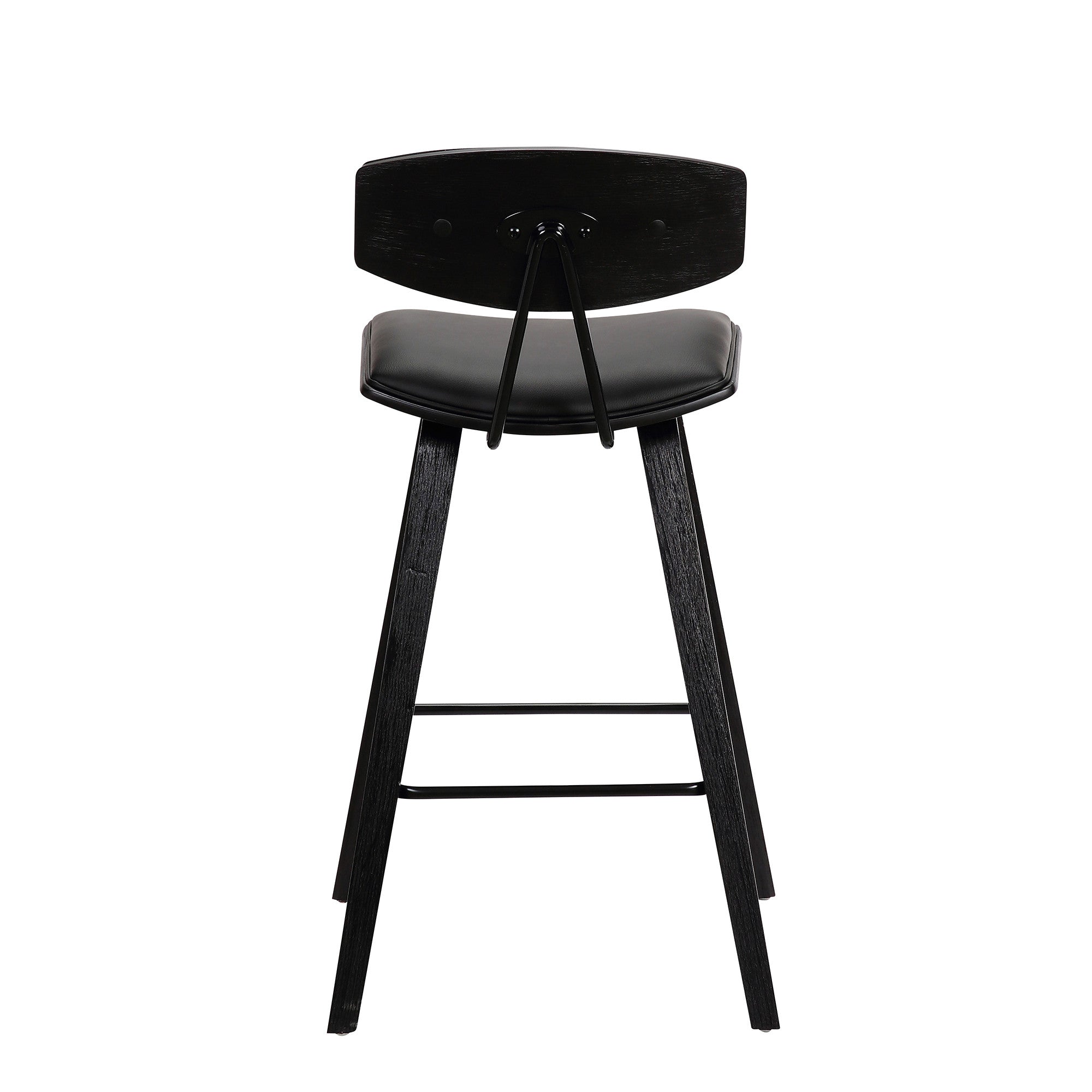 26 Black Faux Leather Mid Century Modern Bar Stool