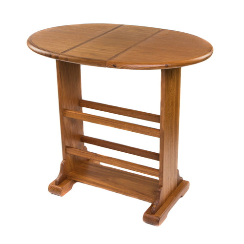 21 Brown Solid Wood Oval Drop Leaf End Table