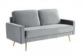 Compact 72 Grey Velvet Sofa With Two Cushions