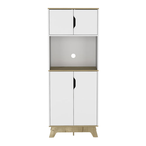 25.59 X 15.75 X 67.17 Light Oak / White Particle board Brussel Microwave Pantry Cabinet