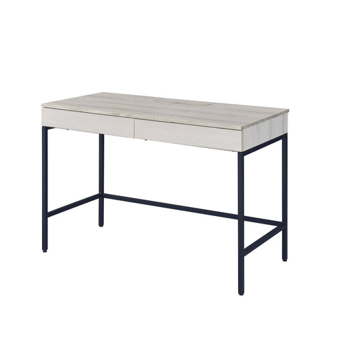 42 Natural and Black Writing Desk With Two Drawers