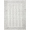 10 X 13 White And grey Oriental Power Loom Stain Resistant Area Rug