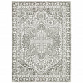 6 X 9 grey And White Oriental Power Loom Stain Resistant Area Rug