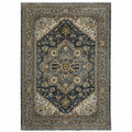10 X 13 Blue Taupe grey green Rust Tan Beige And gold Oriental Power Loom Stain Resistant Area Rug With Fringe