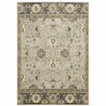 6 X 9 grey Brown Tan And Beige Oriental Power Loom Stain Resistant Area Rug