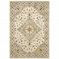 10 X 13 Beige grey Tan And Brown Oriental Power Loom Stain Resistant Area Rug