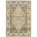 8 X 11 Beige grey Tan And charcoal Oriental Power Loom Stain Resistant Area Rug