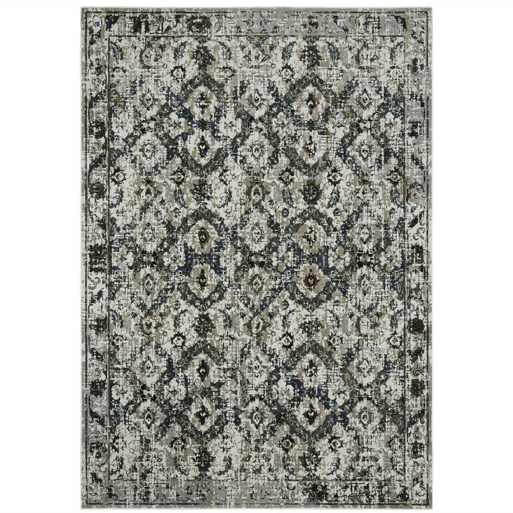 10 x 13 Black and gray Oriental Power Loom Area Rug