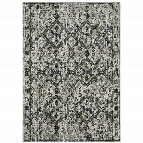 10 x 13 Black and gray Oriental Power Loom Area Rug