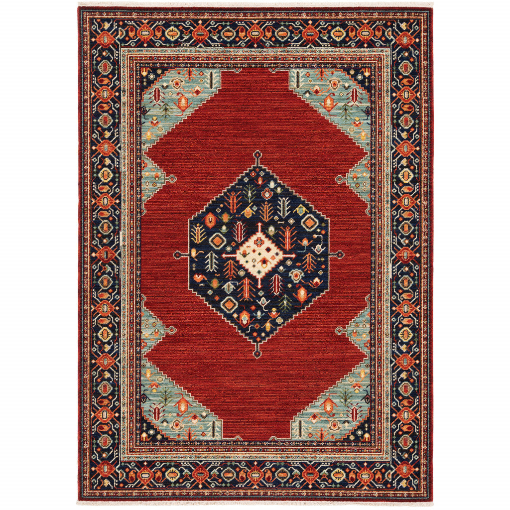 10 x 13 Red and Black Oriental Power Loom Area Rug
