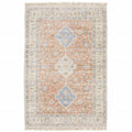 8 X 10 Orange And Blue Oriental Hand Loomed Stain Resistant Area Rug With Fringe