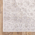9 X 12 Beige gold And grey Oriental Power Loom Stain Resistant Area Rug