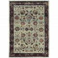 9 X 12 Stone And Red Oriental Power Loom Stain Resistant Area Rug