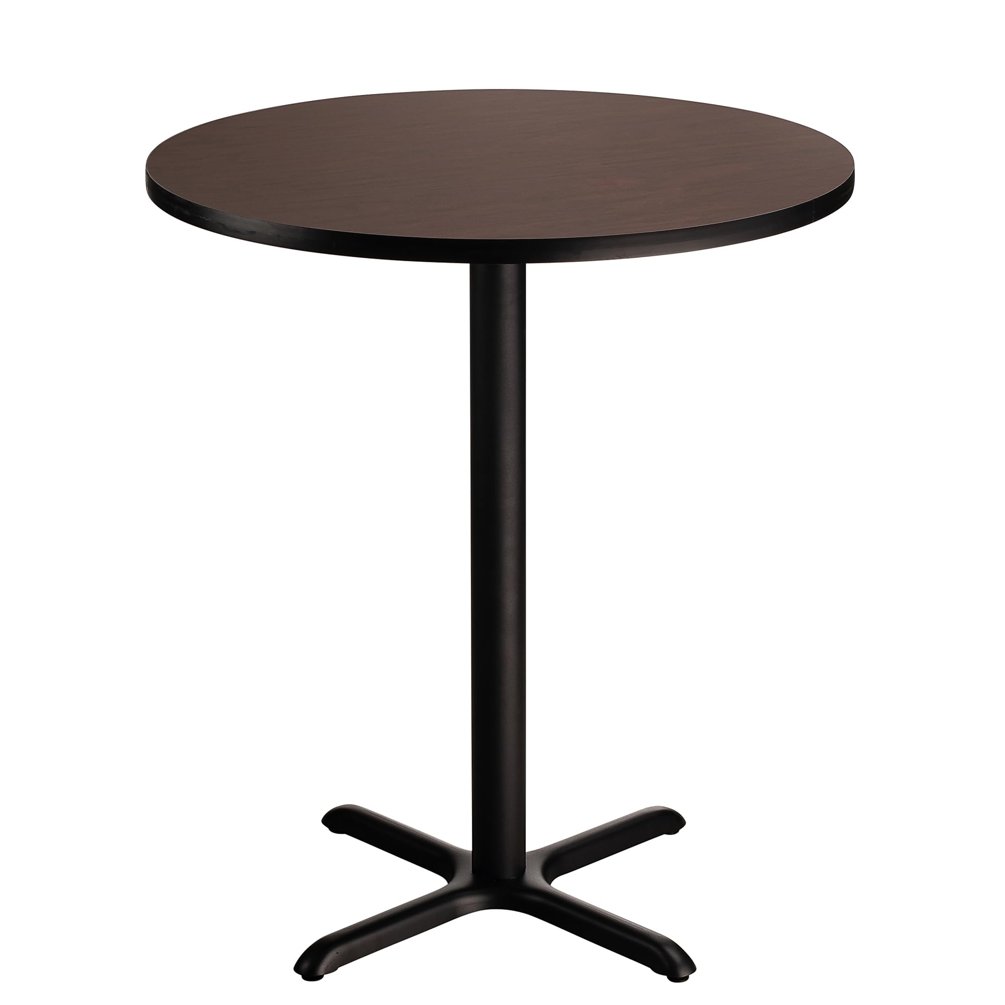 National Public Seating NPS 36 Round Cafe Table with X Base, 42 Height, Particleboard Core/T-Mold, Mahogany Top, Black Frame