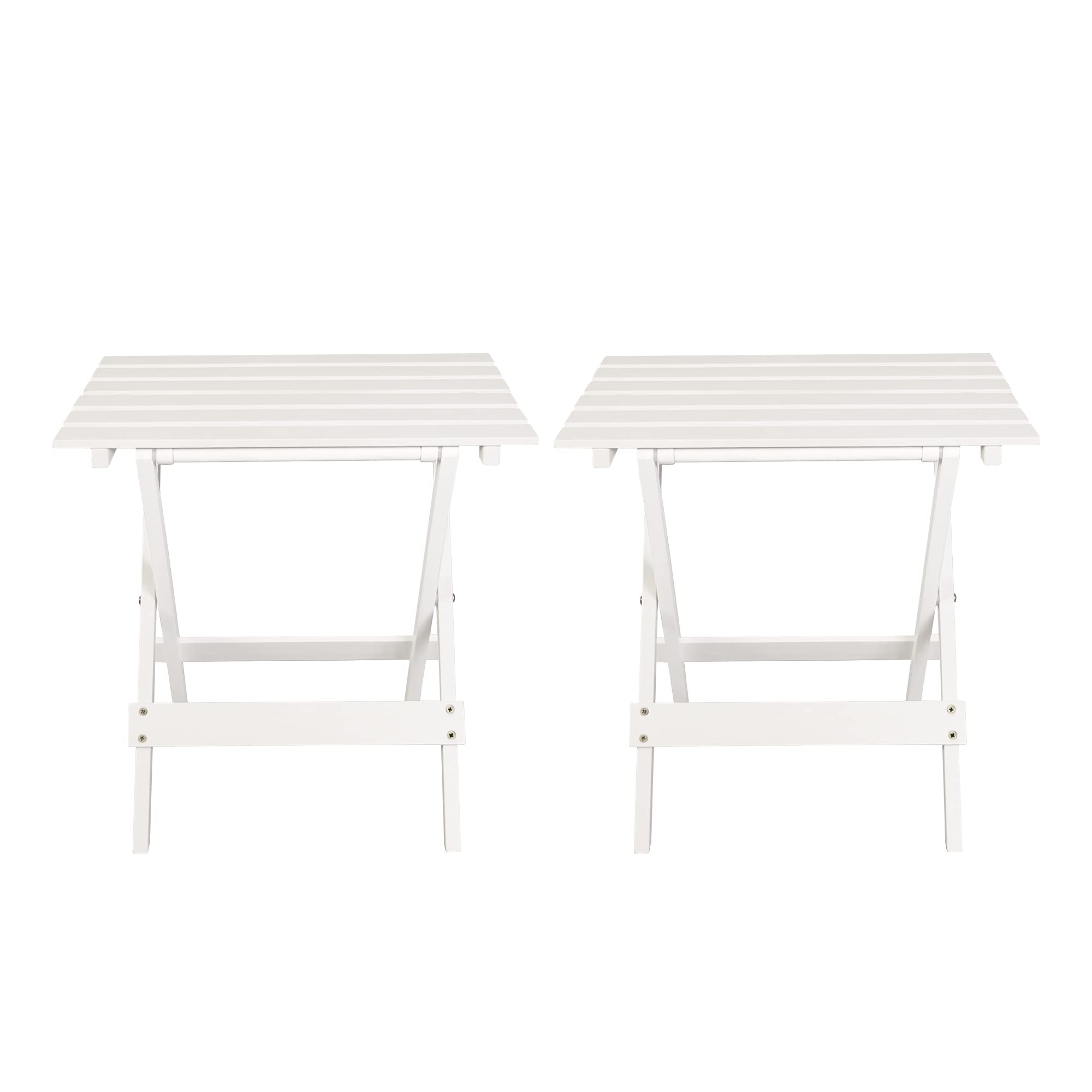 Casual Home Small Folding Side Table (2-Piece Set), 100% Solid Wood, Portable Patio Outdoor Small Table, Plant Stand, No Assembl