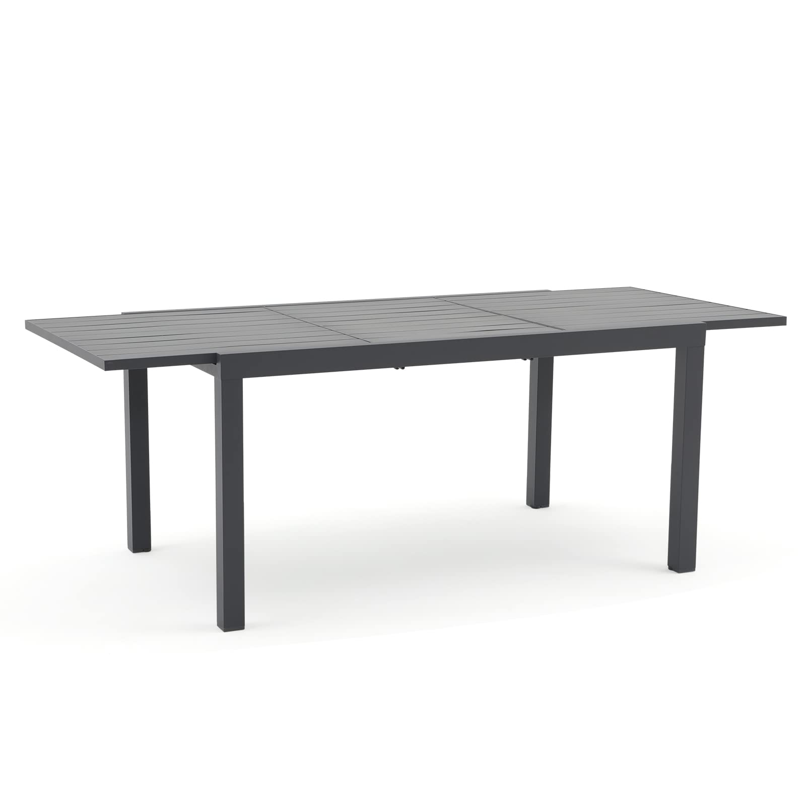 Soleil Jardin Aluminum Patio Extendable Dining Table, 59 - 83, Adjustable Indoor Outdoor Furniture Rectangle Table for 6-8 Perso
