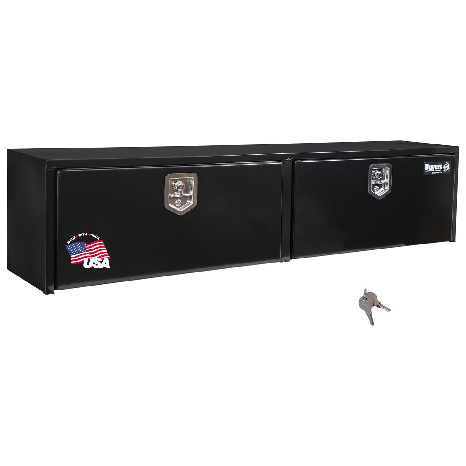 Buyers Products 1702980 Black Steel Topsider Truck Box With T-Handle Latch, 18 x 72 x 16 Inch, Truck Tool Box For Storage And Or