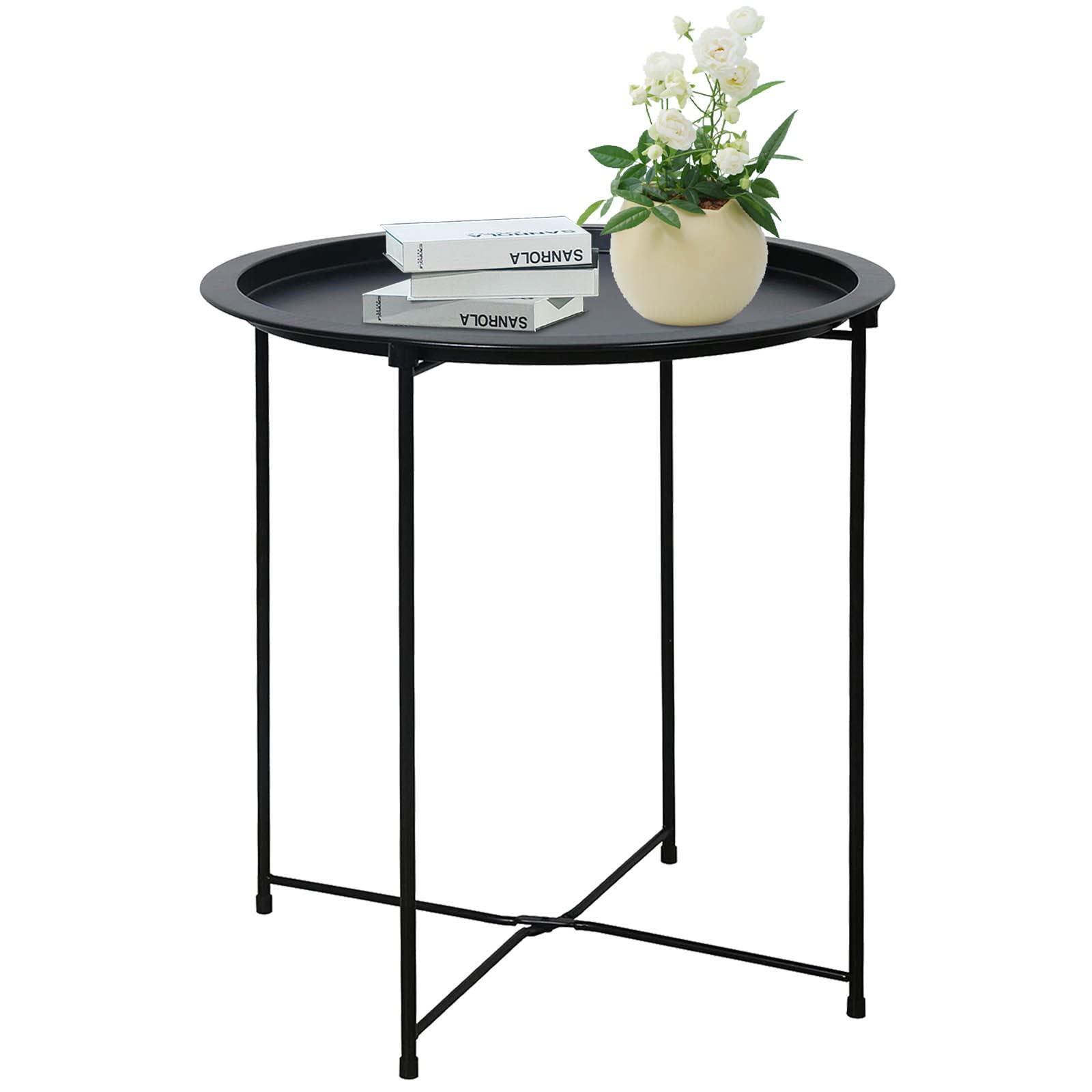 Garden 4 you End Table Outdoor Side Table, Small Patio Table Metal Side Table, Round Folding Side Table, for Outdoor and Living 