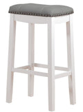 Angel Line Cambridge Padded Saddle Stool with Cushion, 29 Set of 1, White with Gray