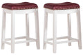 Angel Line Cambridge bar stools, 24 Set of 2, White with Dark Red Cushion