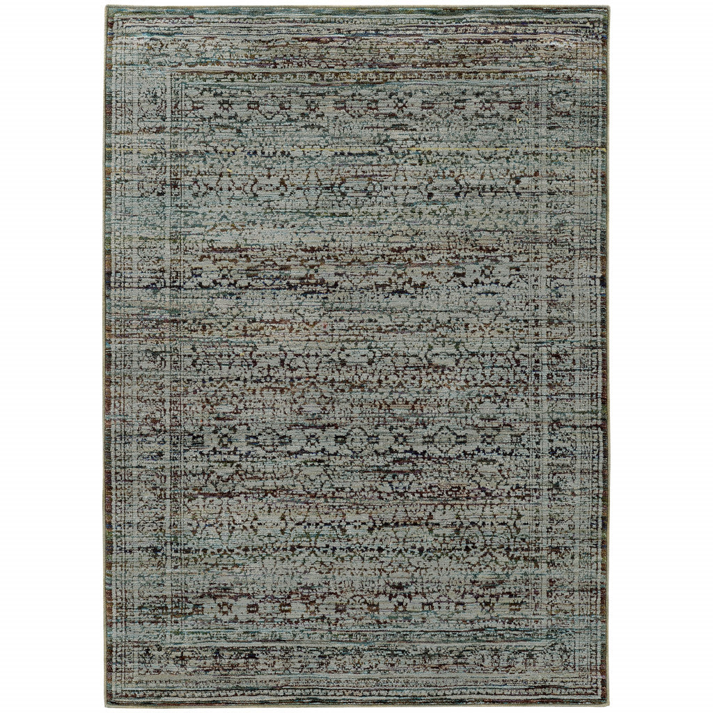 9 X 12 Blue And Purple Oriental Power Loom Stain Resistant Area Rug