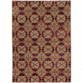 9 X 12 Red And gold Oriental Power Loom Stain Resistant Area Rug