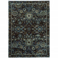 6 X 9 Navy And Blue Oriental Power Loom Stain Resistant Area Rug