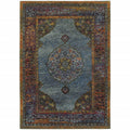 6 X 9 Blue gold green Red Orange And Purple Oriental Power Loom Stain Resistant Area Rug